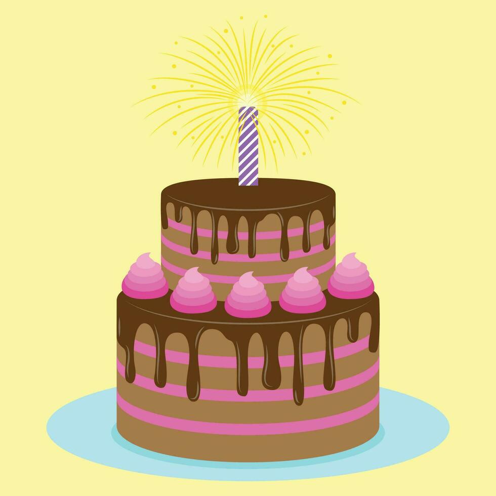 anniversaire gâteau plat illustration vecteur