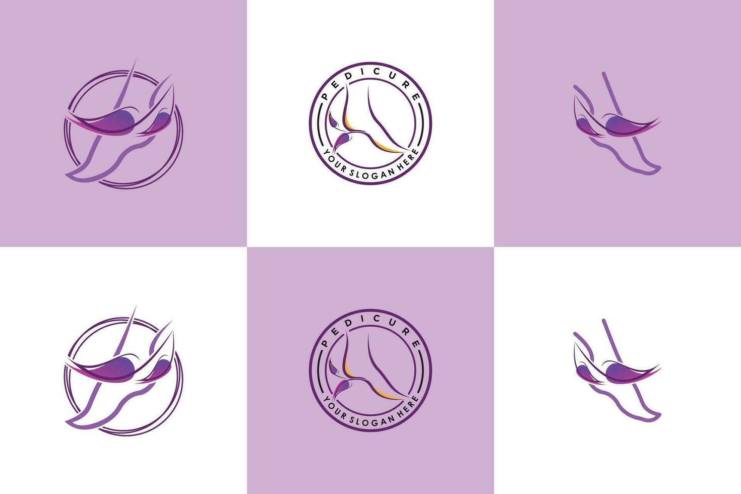 collection de menucure pédicure logo avec pied illustré logo conception vecteur