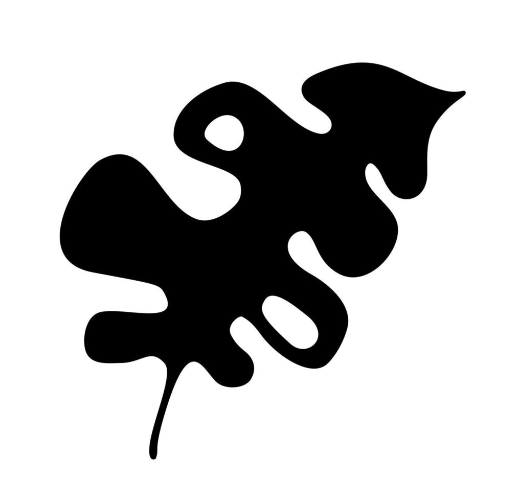 silhouette mignonne monstera feuille été doodle icône logo découpe. Élément tropical de conception scandinave de vecteur pour le texte de votre histoire