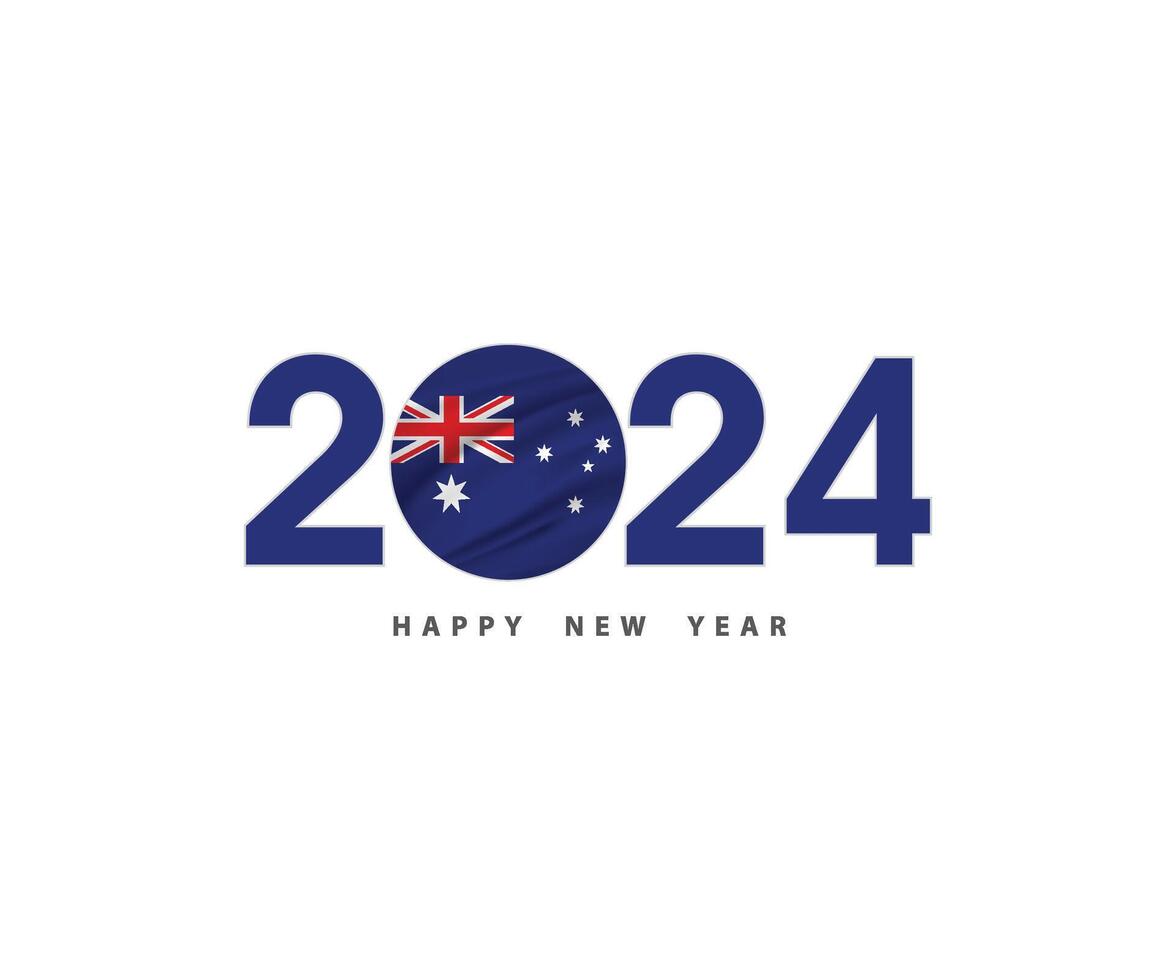 le Nouveau année concept 2024 avec le Australie drapeau et symbole, 2024 content Nouveau année Australie logo texte conception, il pouvez utilisation le calendrier, souhait carte, affiche, bannière, impression et numérique médias, etc. vecteur