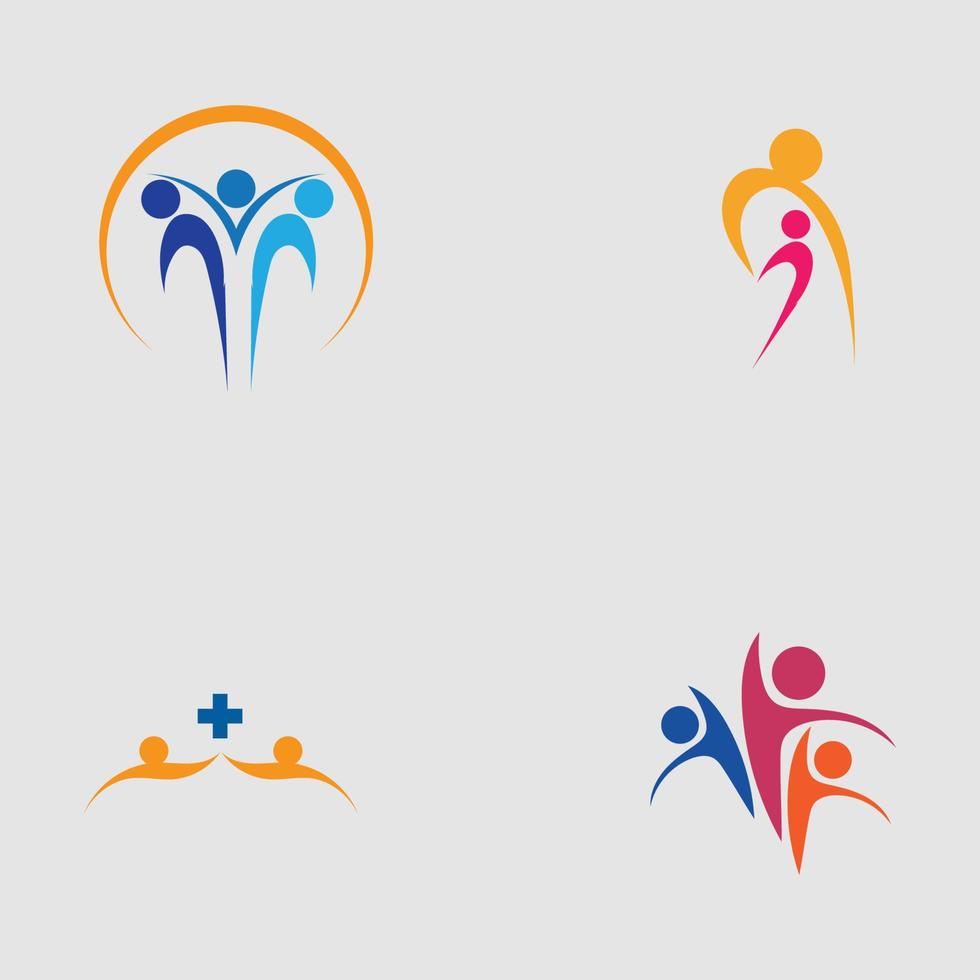 conception d'illustration de logo et de symboles d'amour de soins familiaux vecteur