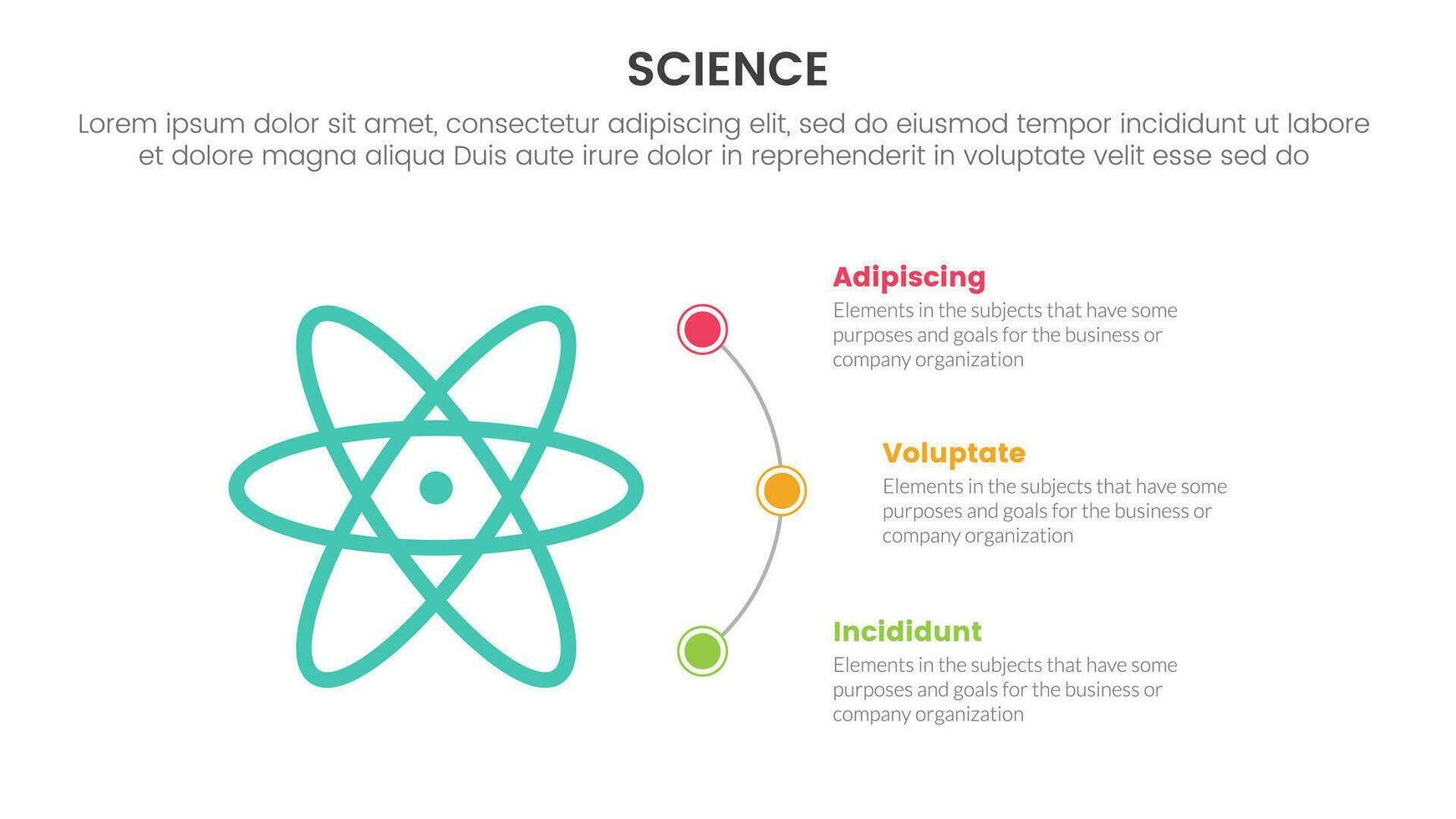 santé et science recherche infographie 4 point étape modèle avec science atome molécule la physique icône concept pour faire glisser présentation vecteur