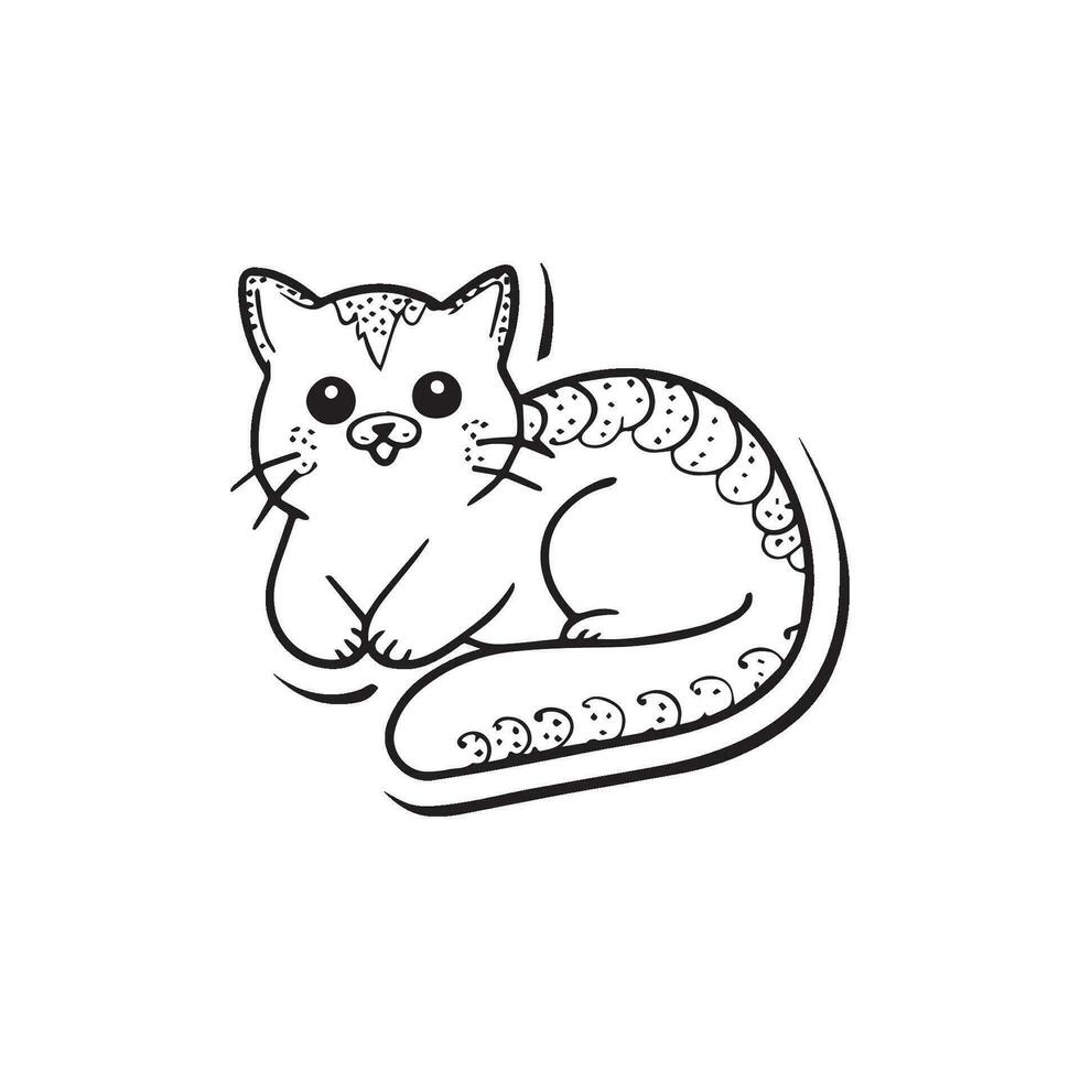 capricieux noir et blanc illustration de une chat, parfait pour coloration, ligne dessin style vecteur