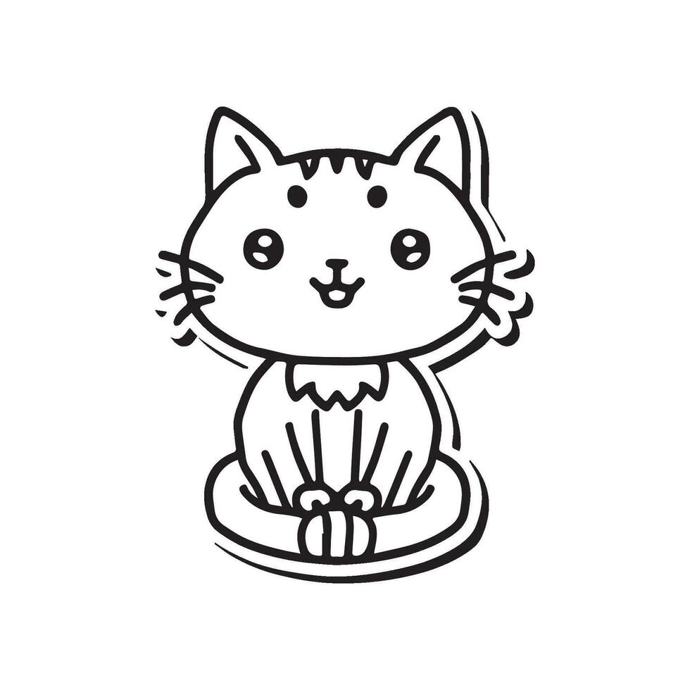 capricieux noir et blanc illustration de une chat, parfait pour coloration, ligne dessin style vecteur