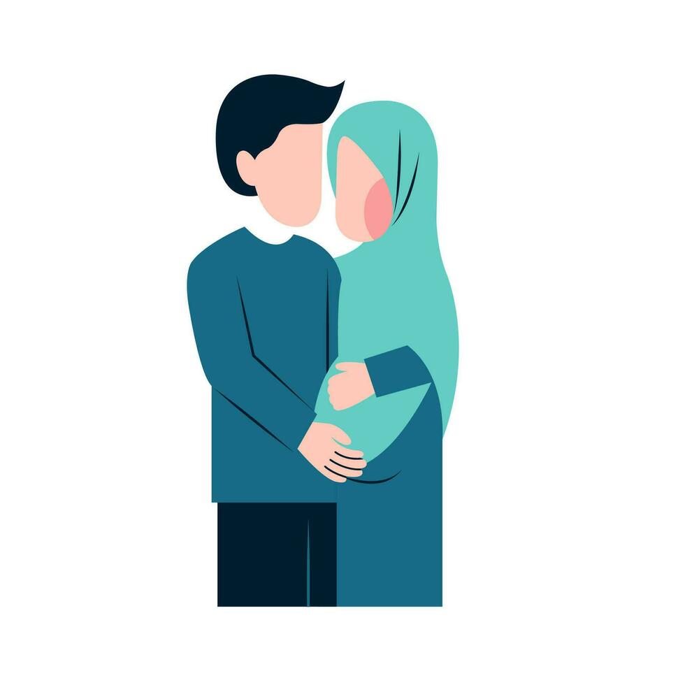 musulman Enceinte couple plat illustration vecteur