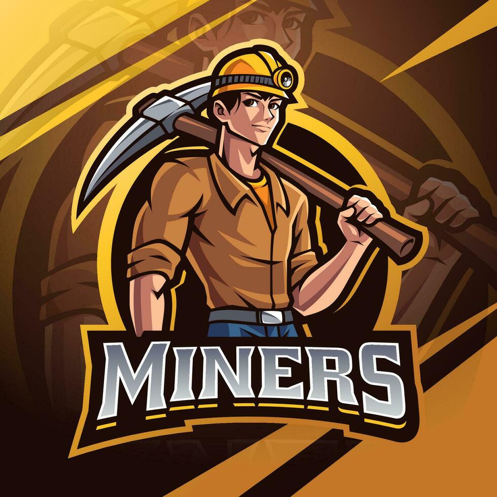 mineurs esport mascotte logo conception vecteur