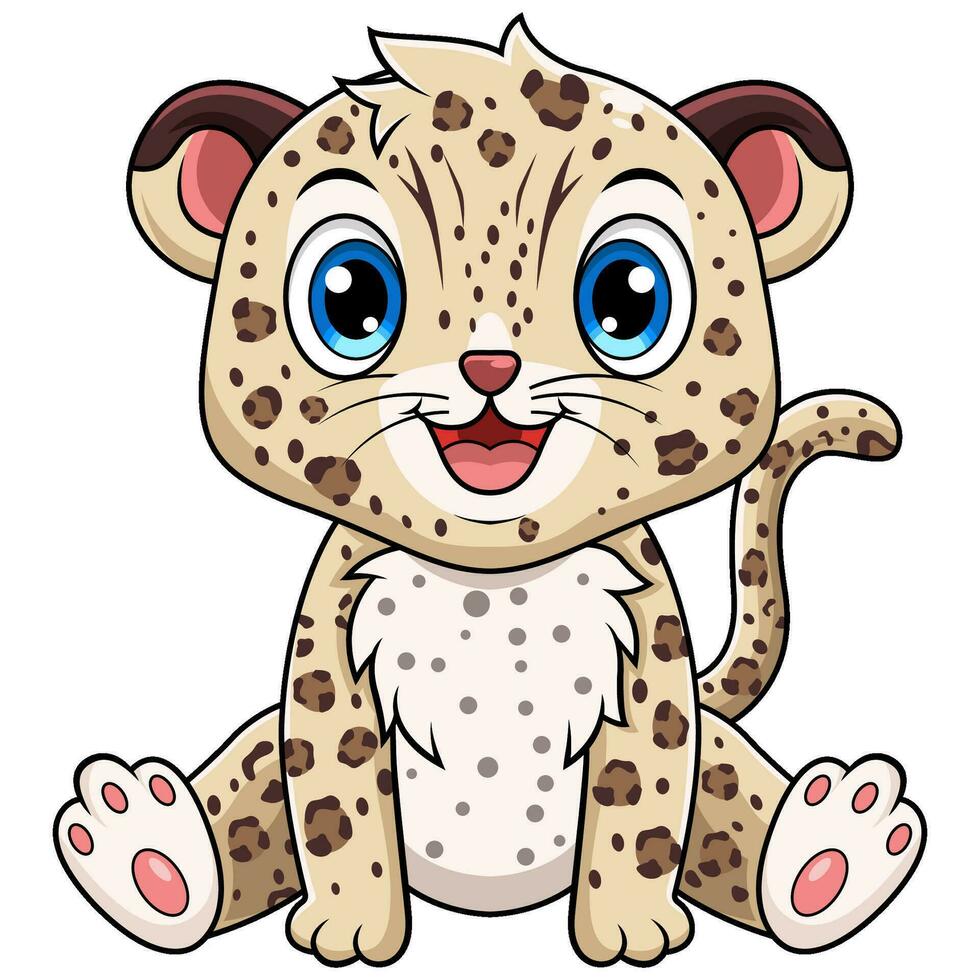 mignon, bébé, léopard, dessin animé, séance vecteur