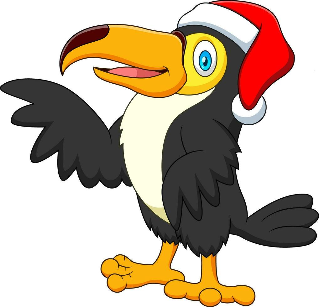 mignonne dessin animé toucan dans Père Noël chapeau vecteur