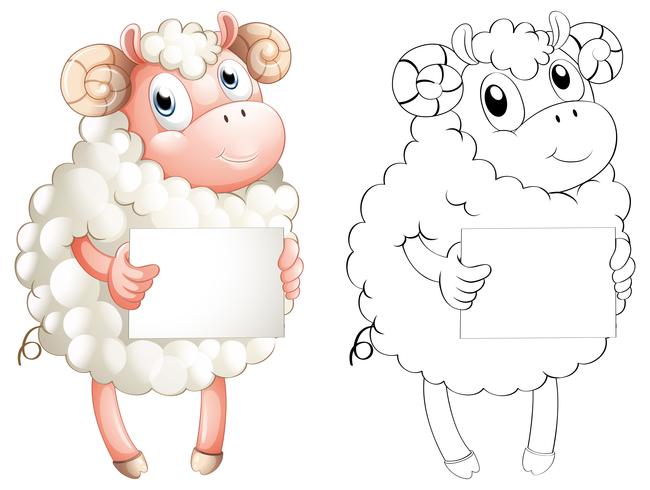 Contour des animaux pour les moutons tenant du papier vecteur