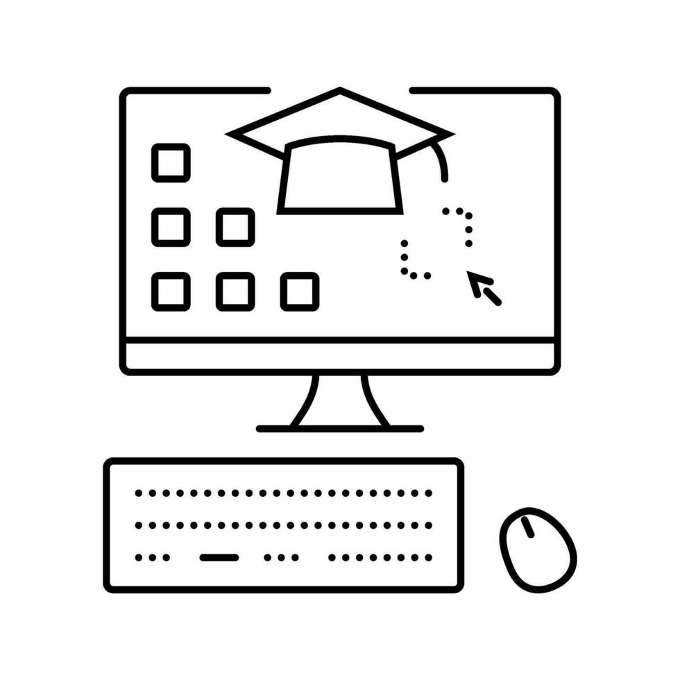 ordinateur compétences primaire école ligne icône vecteur illustration