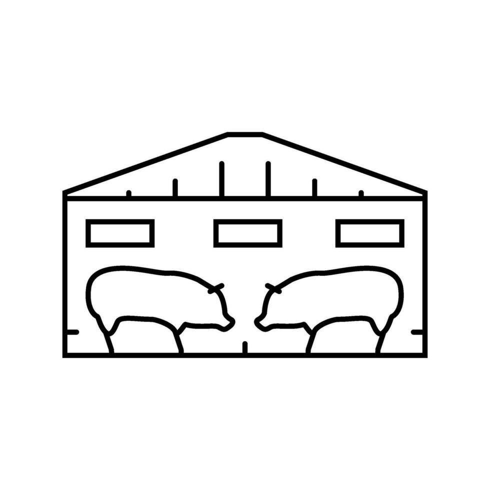 porcherie ferme animal ligne icône vecteur illustration