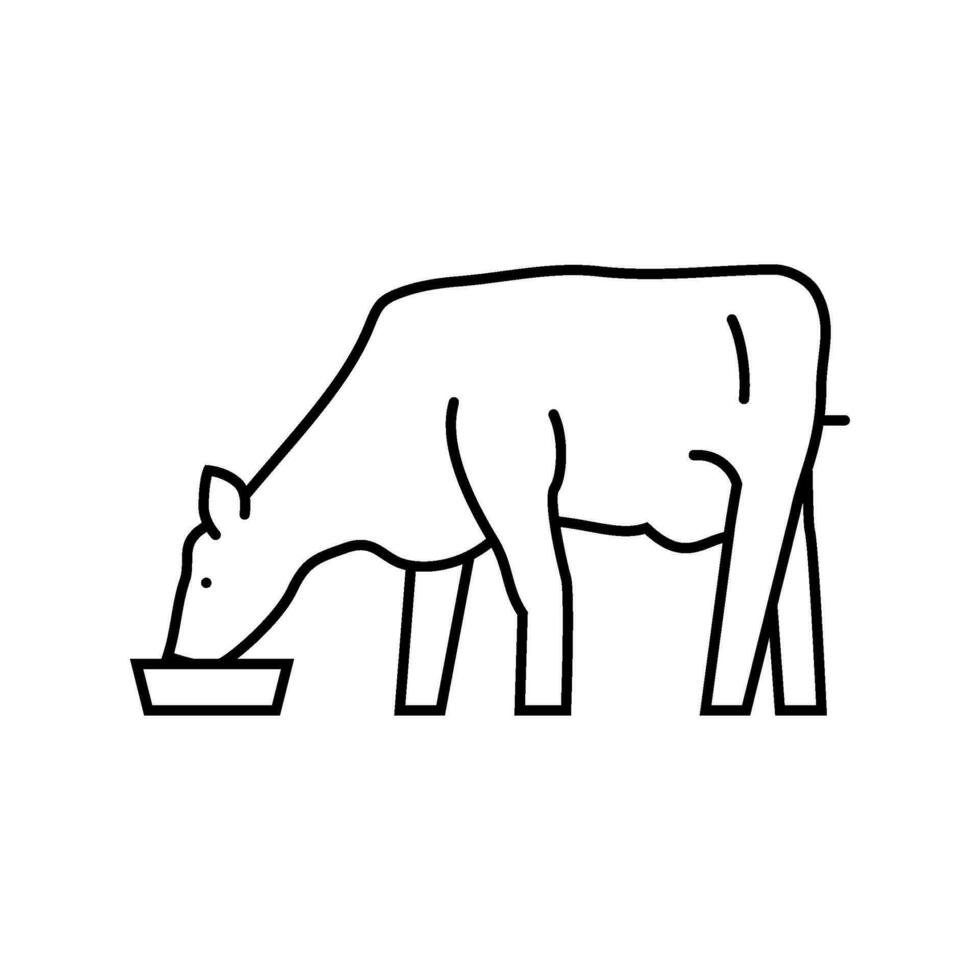 vache en buvant l'eau ligne icône vecteur illustration