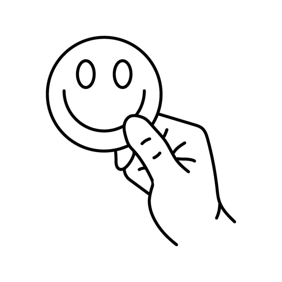 main en portant smiley ligne icône vecteur illustration