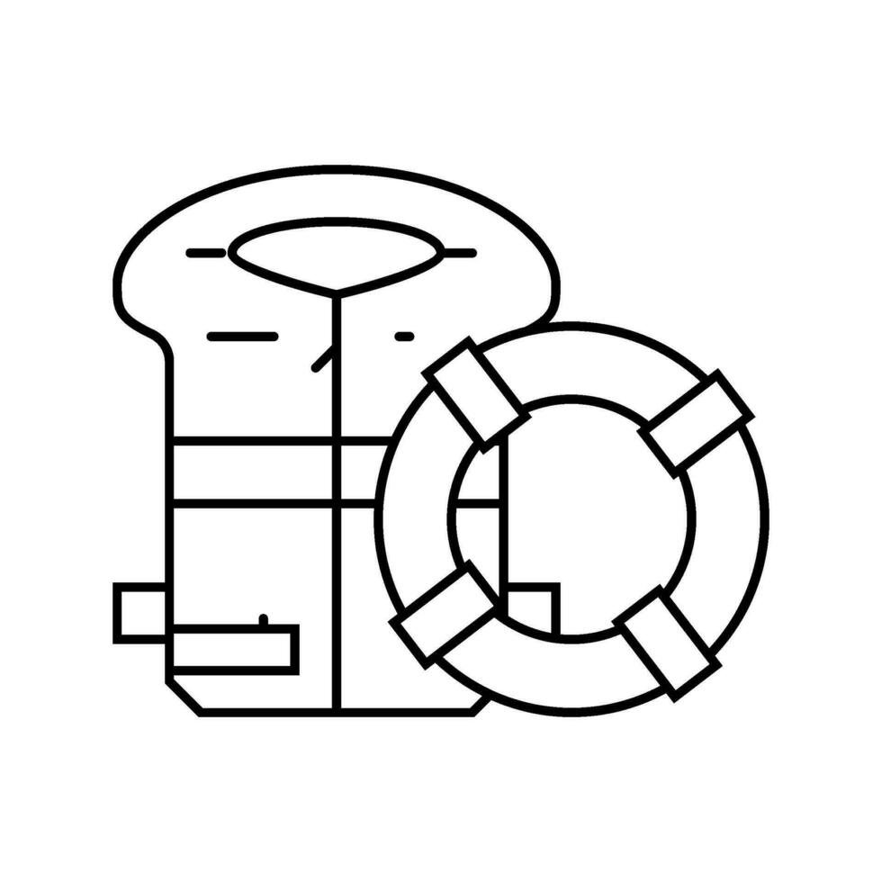 navire sécurité équipement Marin ligne icône vecteur illustration