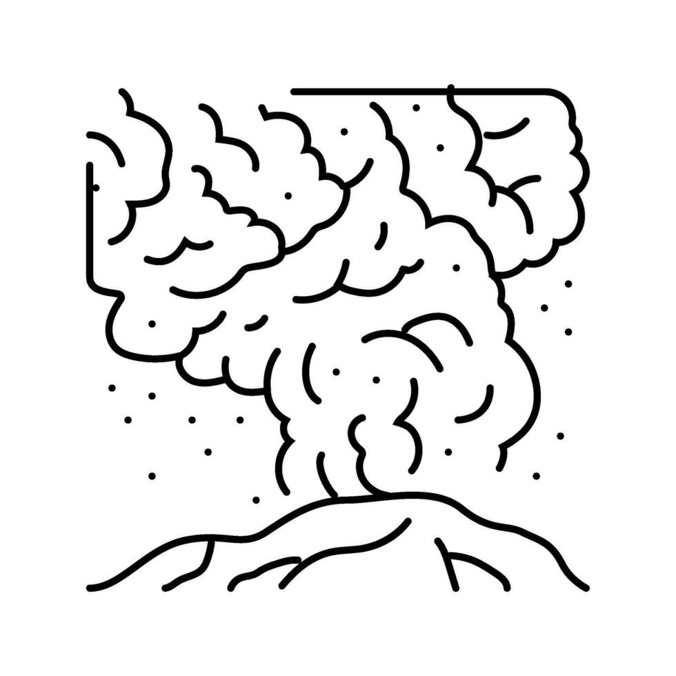 cendre nuage volcan ligne icône vecteur illustration