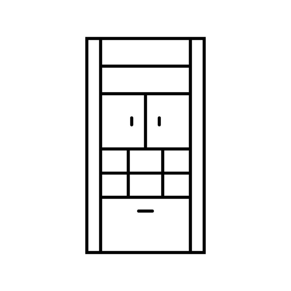 espace de rangement salle de bains intérieur ligne icône vecteur illustration
