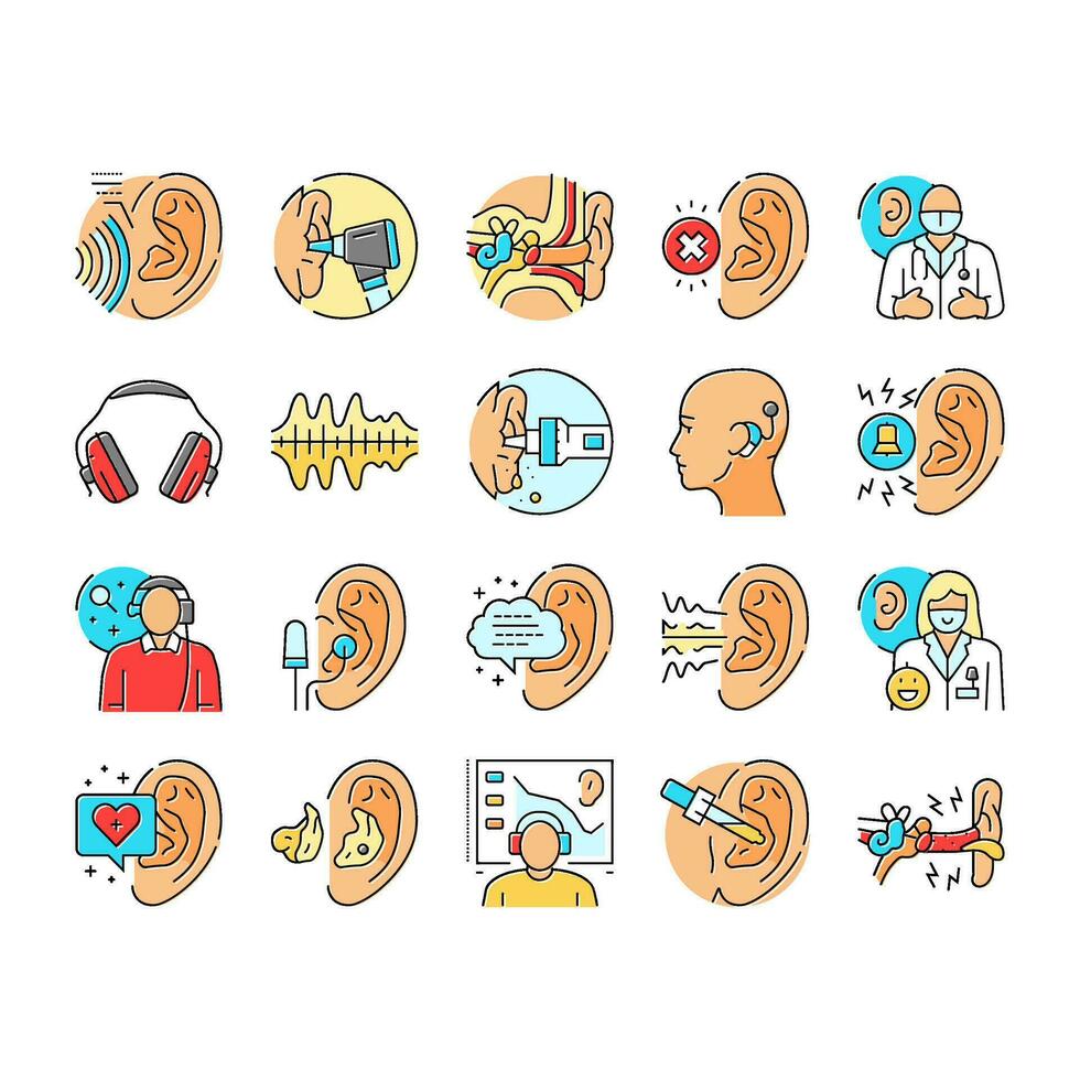 audiologiste médecin oreille sourd Icônes ensemble vecteur