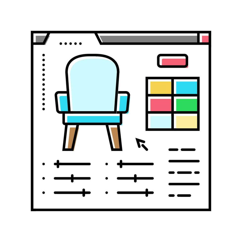 meubles personnalisation intérieur designer Couleur icône vecteur illustration