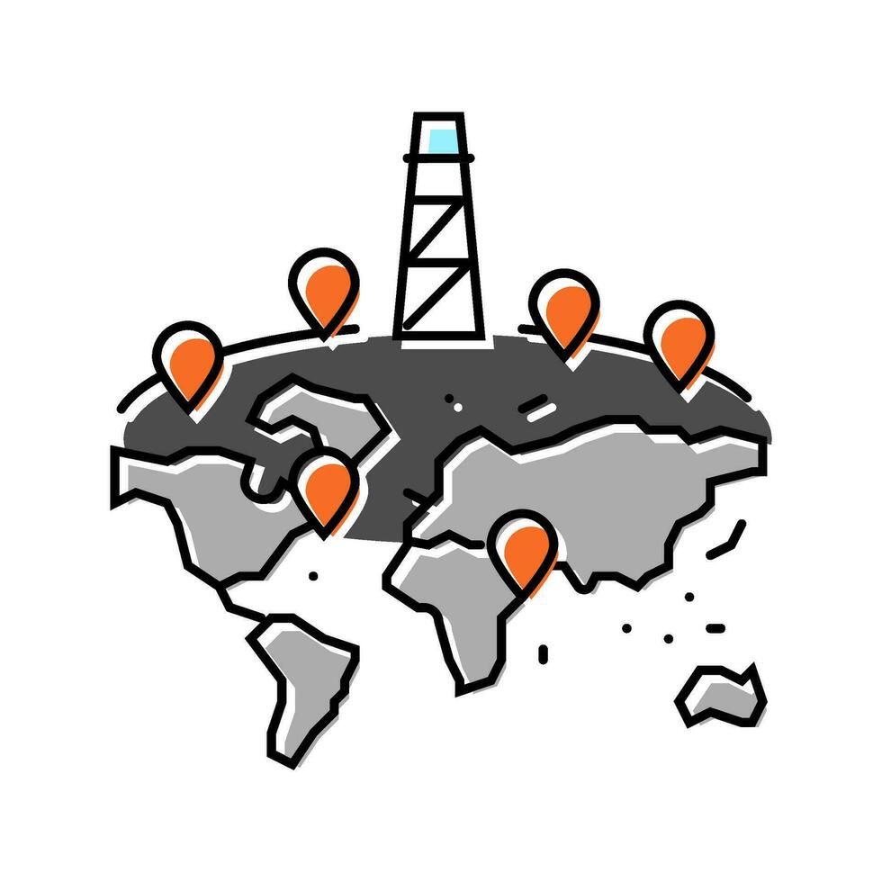 pétrole champ cartographie pétrole ingénieur Couleur icône vecteur illustration