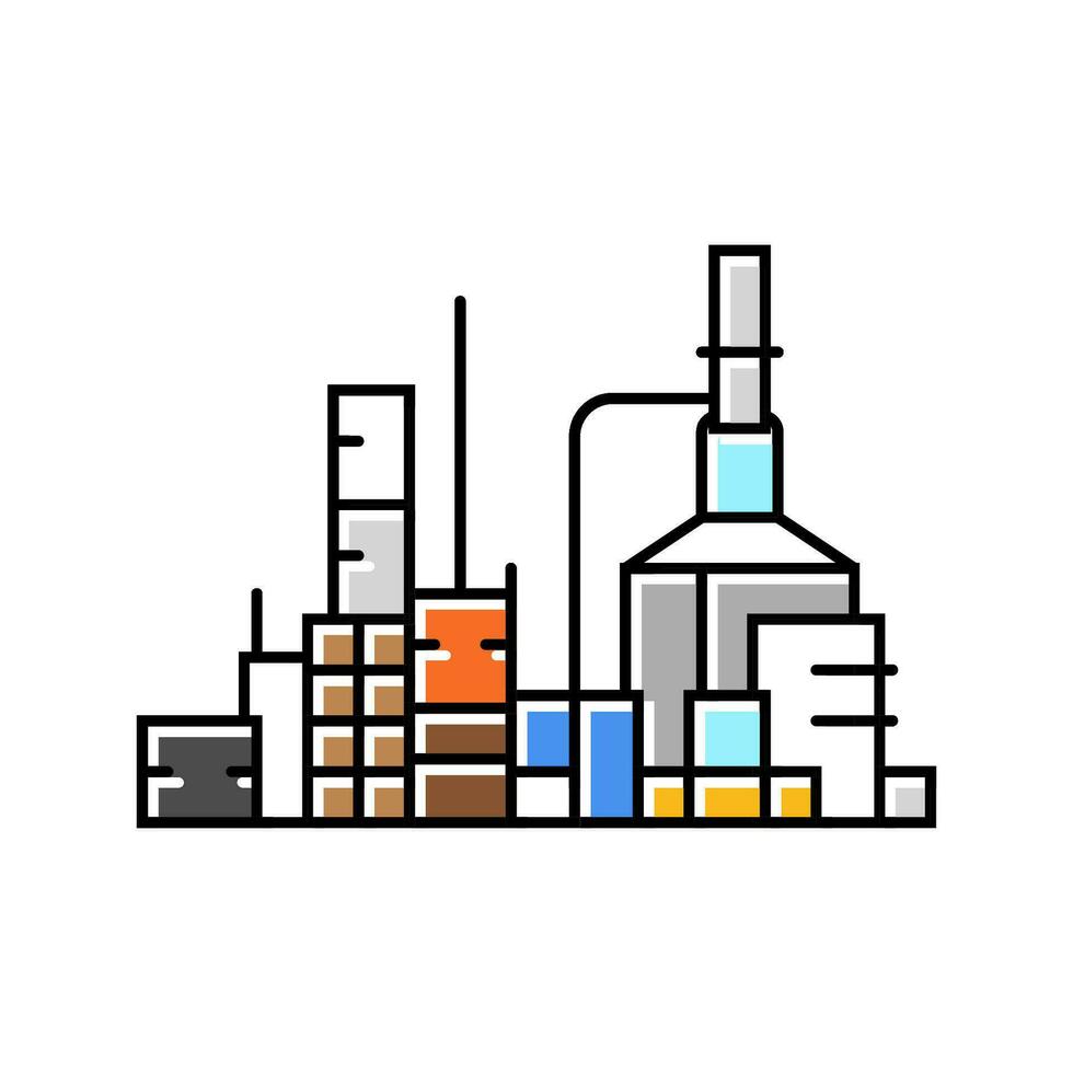 pétrole raffinerie plante pétrole ingénieur Couleur icône vecteur illustration
