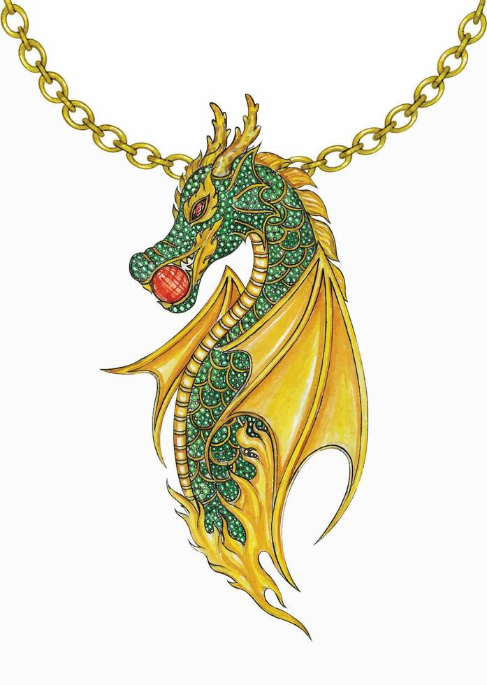 or dragon Collier conception par main dessin. vecteur