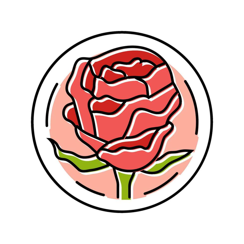 Rose cosmétique plante Couleur icône vecteur illustration