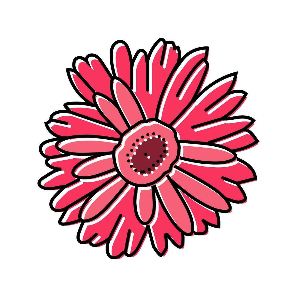 gerbera Marguerite fleur printemps Couleur icône vecteur illustration