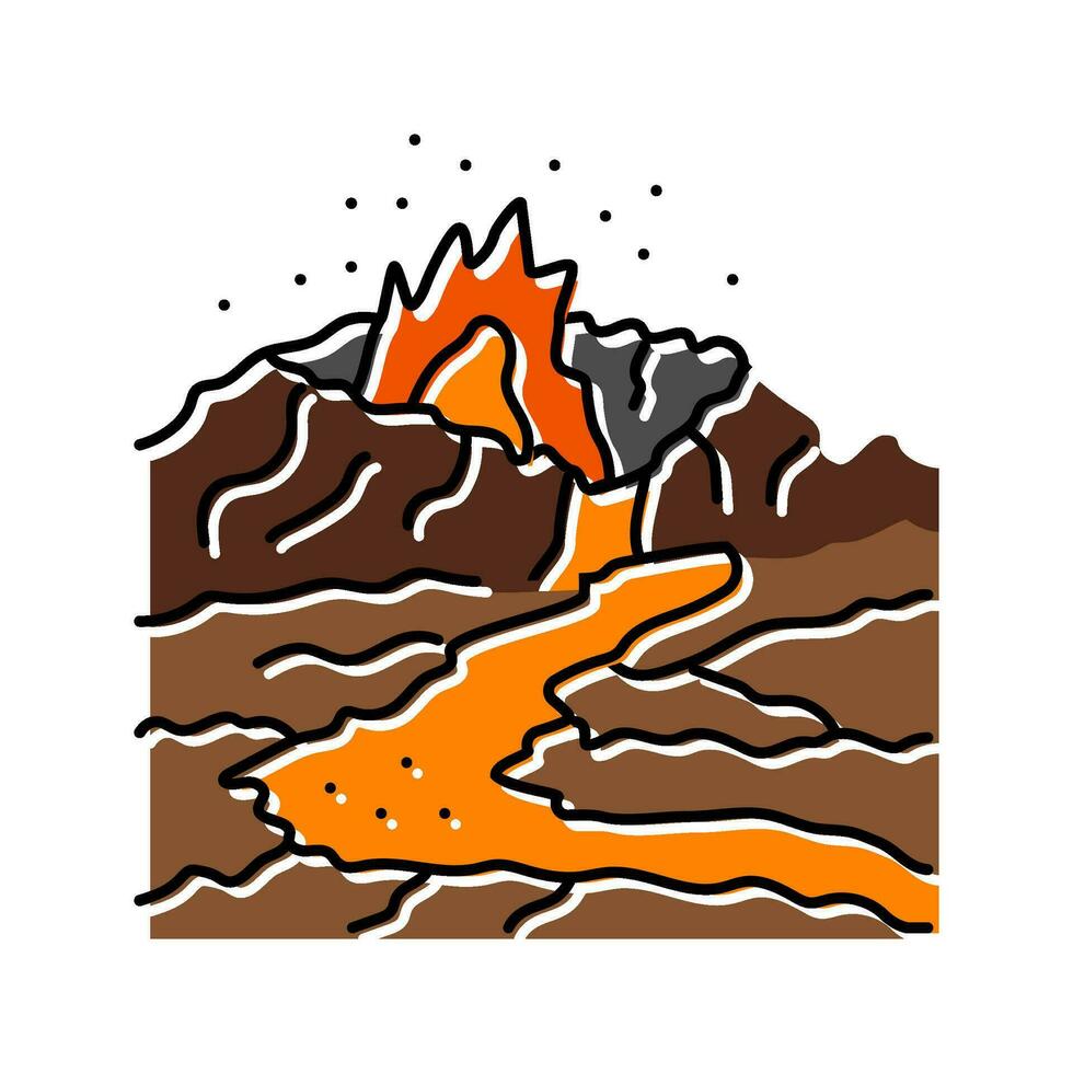 catastrophe volcan éruption Couleur icône vecteur illustration