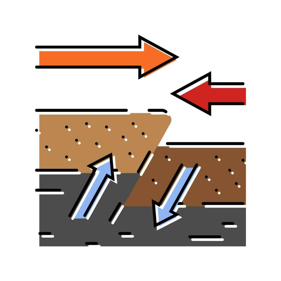 compression sens inverse tremblement de terre Couleur icône vecteur illustration