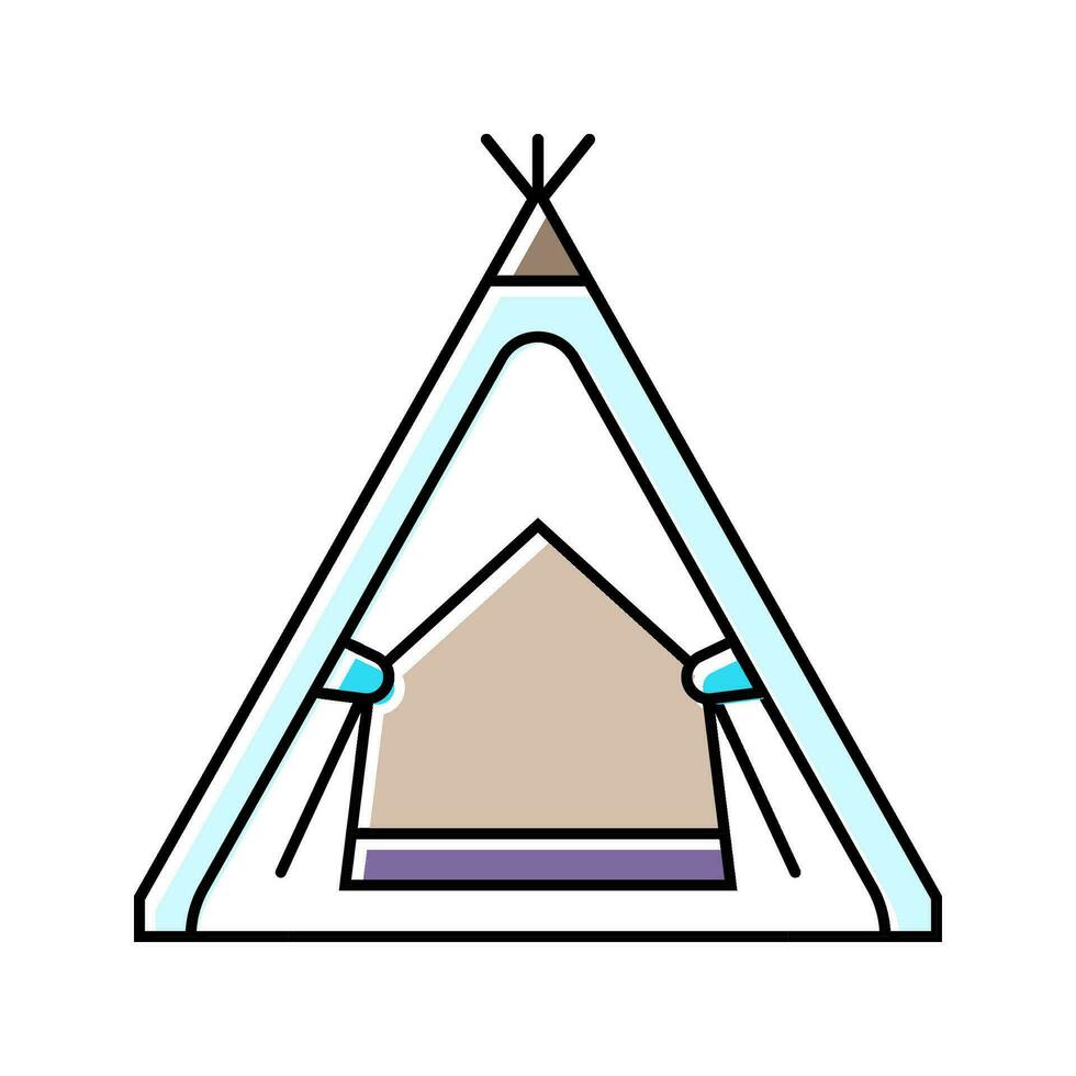 tipi tente enfant chambre Couleur icône vecteur illustration