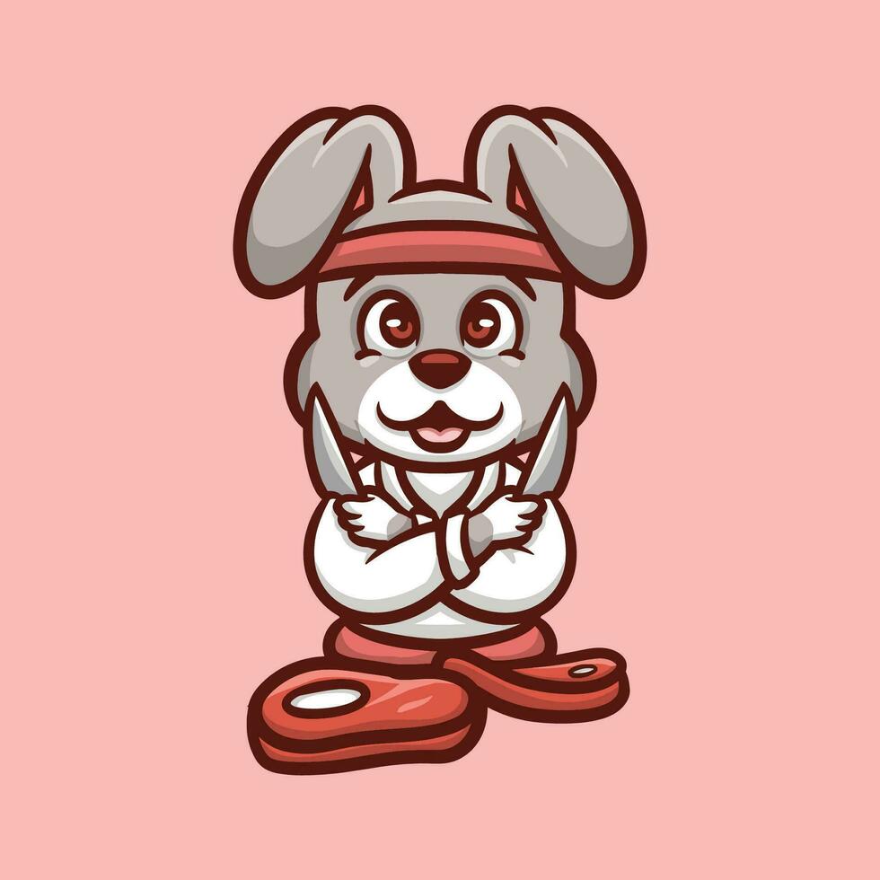 Maître Couper lapin dessin animé illustration vecteur