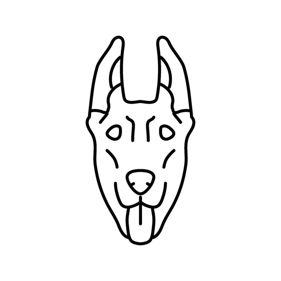 doberman pinscher chien chiot animal de compagnie ligne icône vecteur illustration