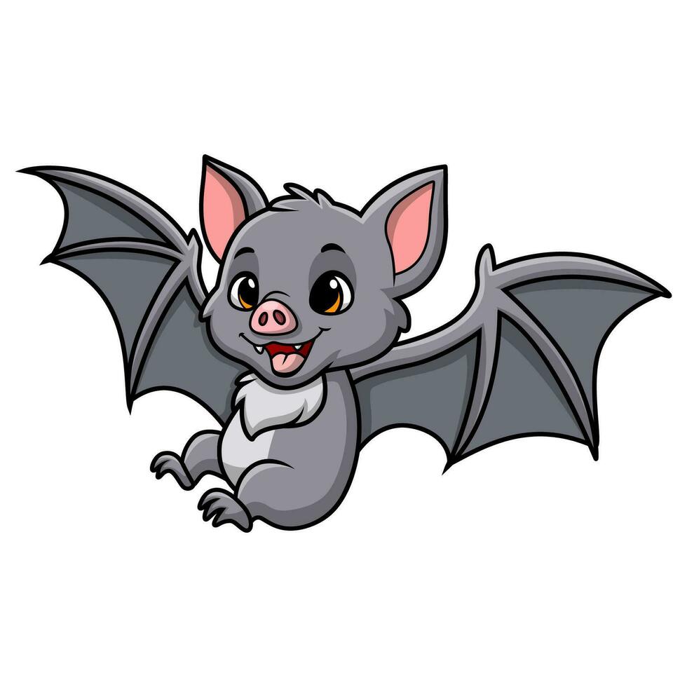 mignonne chauve souris dessin animé en volant sur blanc Contexte vecteur