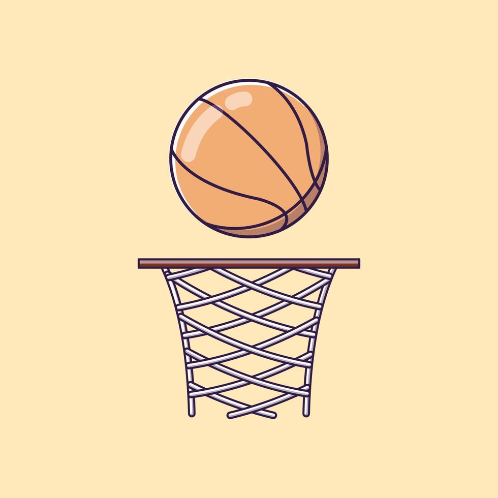 basket-ball et illustration d'icône de dessin animé net vecteur