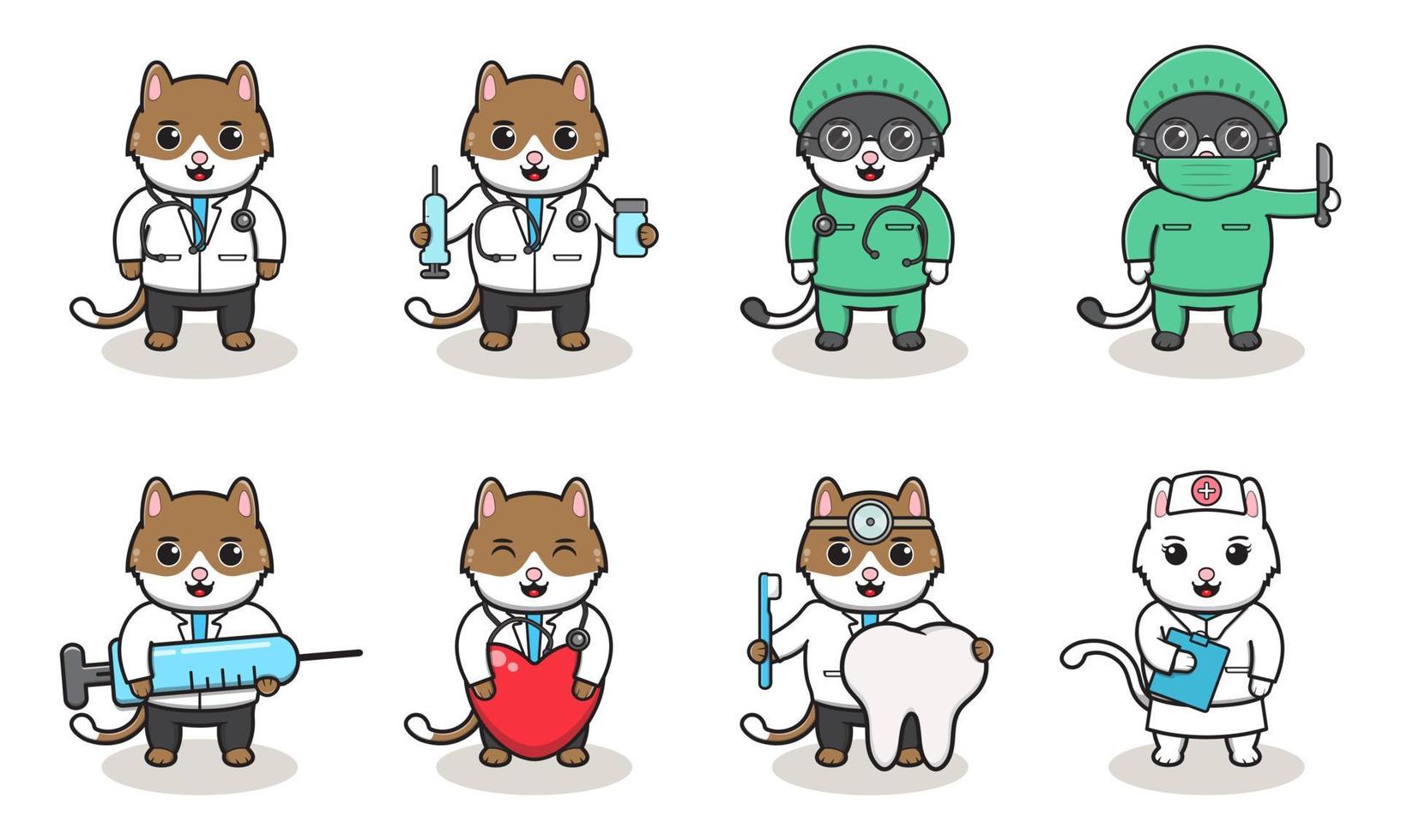 illustration vectorielle de dessin animé de personnage mignon de docteur chat vecteur