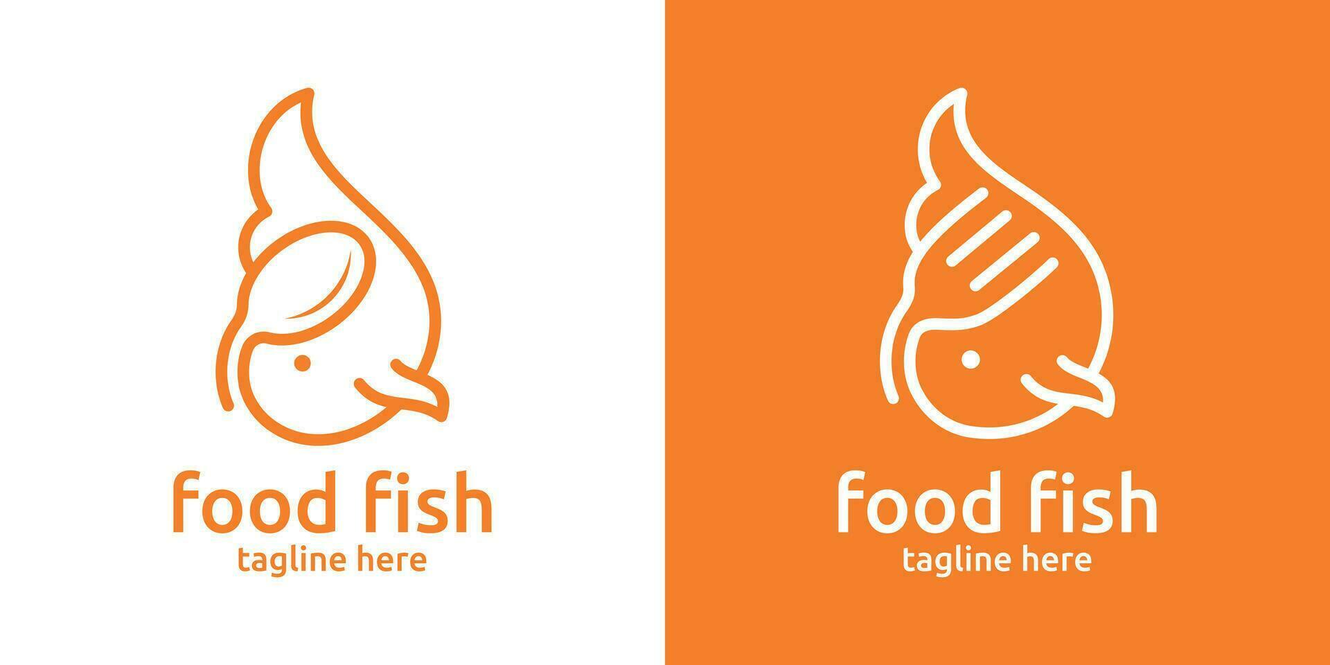 logo conception combinaison de poisson forme avec fourchette cuillère, minimaliste lignes. vecteur