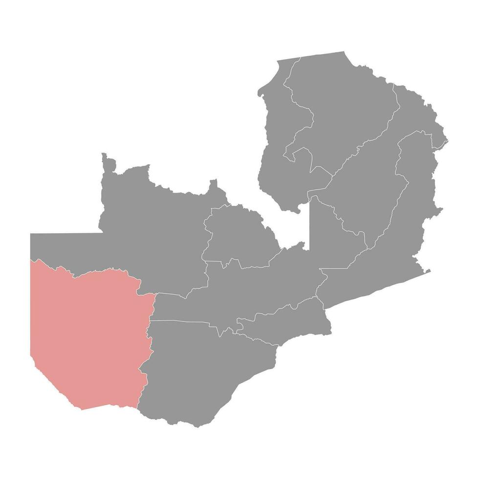 occidental Province carte, administratif division de Zambie. vecteur illustration.