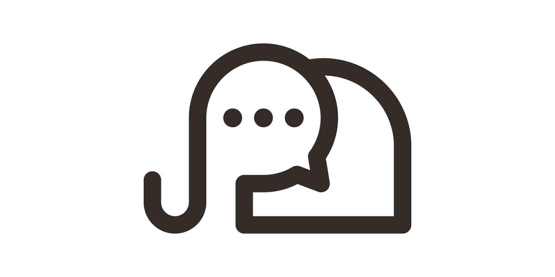 logo conception parler et l'éléphant conception icône minimaliste ligne icône vecteur illustration