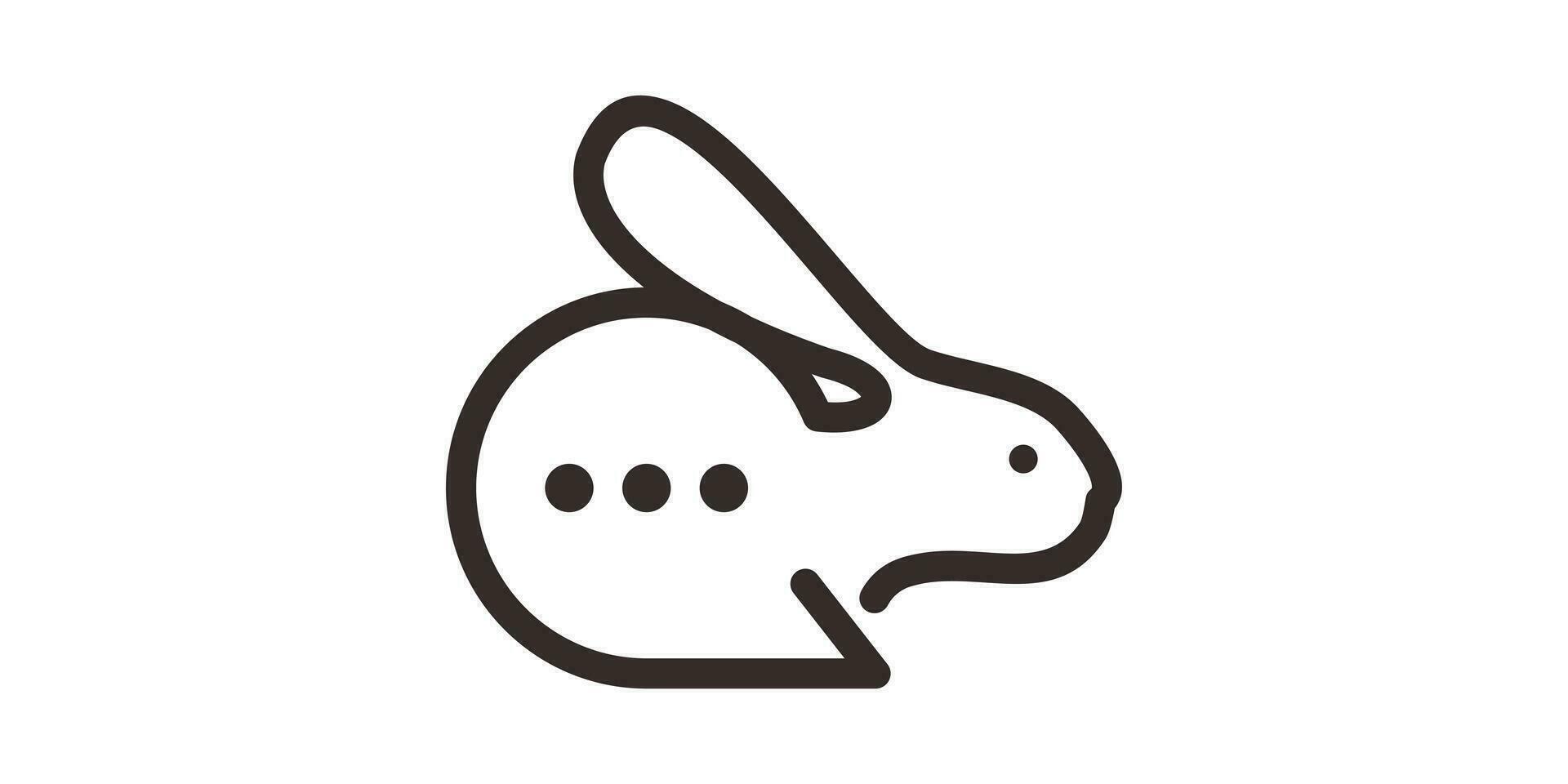 logo conception minimaliste ligne lapin et bavarder icône vecteur illustration
