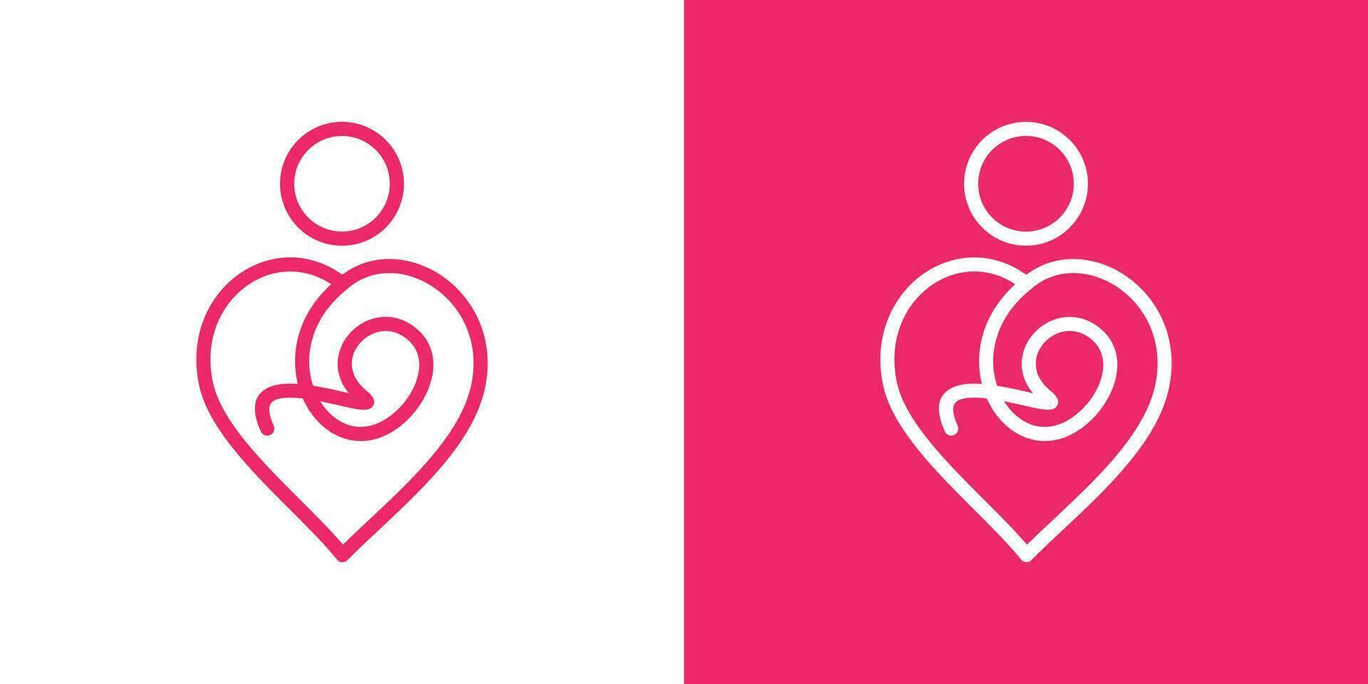 logo conception de mère et enfant affection fabriqué dans ligne et minimaliste style vecteur