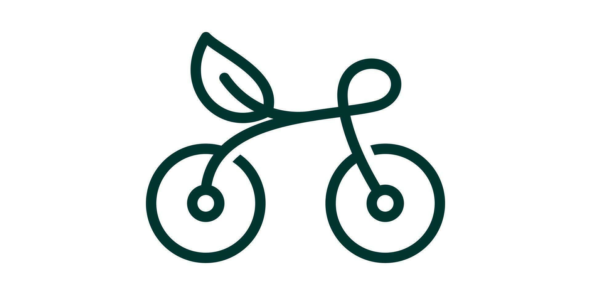 logo conception vélo et feuille icône minimaliste vecteur illustration
