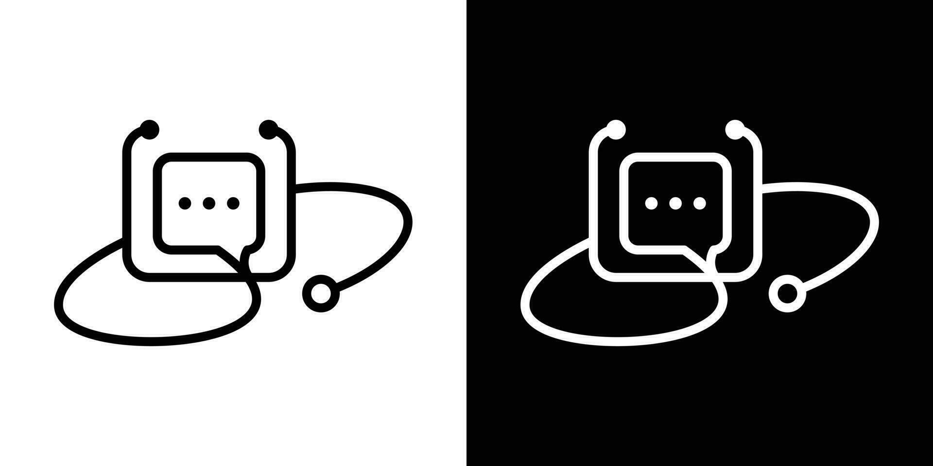 logo conception stéthoscope et bavarder icône ligne vecteur illustration