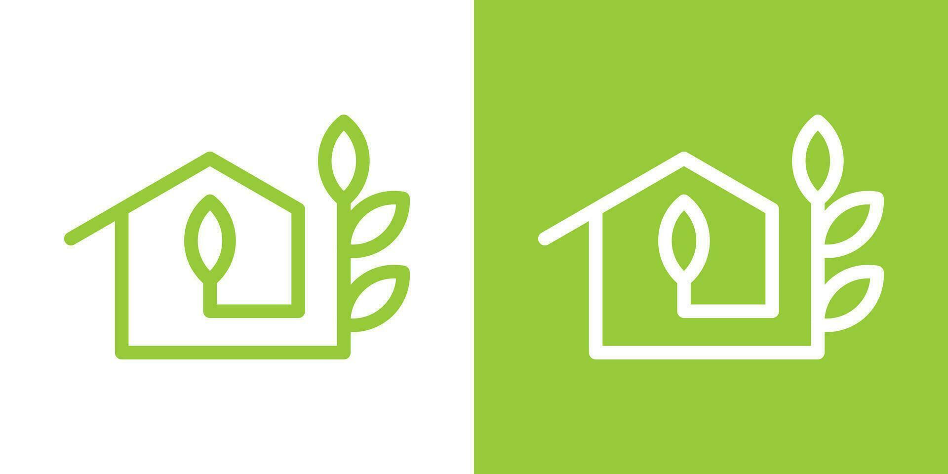 logo conception vert maison, maison et feuille logo conception icône vecteur illustration