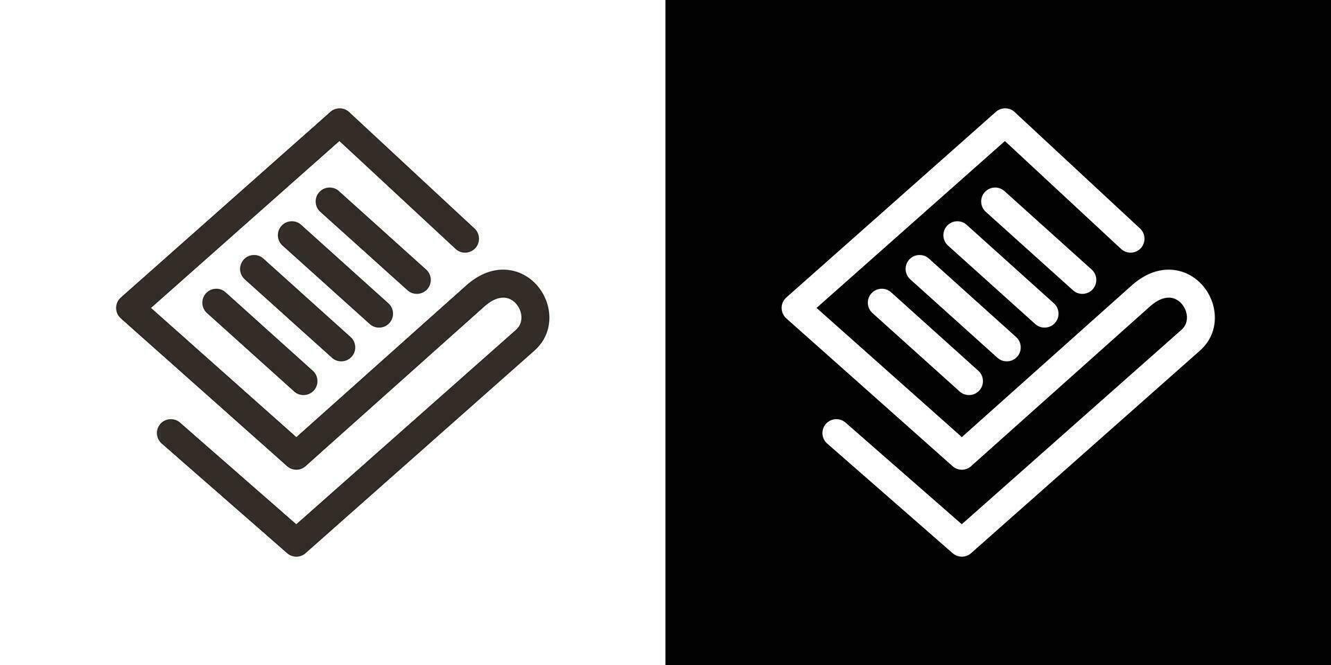 conception logo vérifier et papier icône vecteur ligne illustration