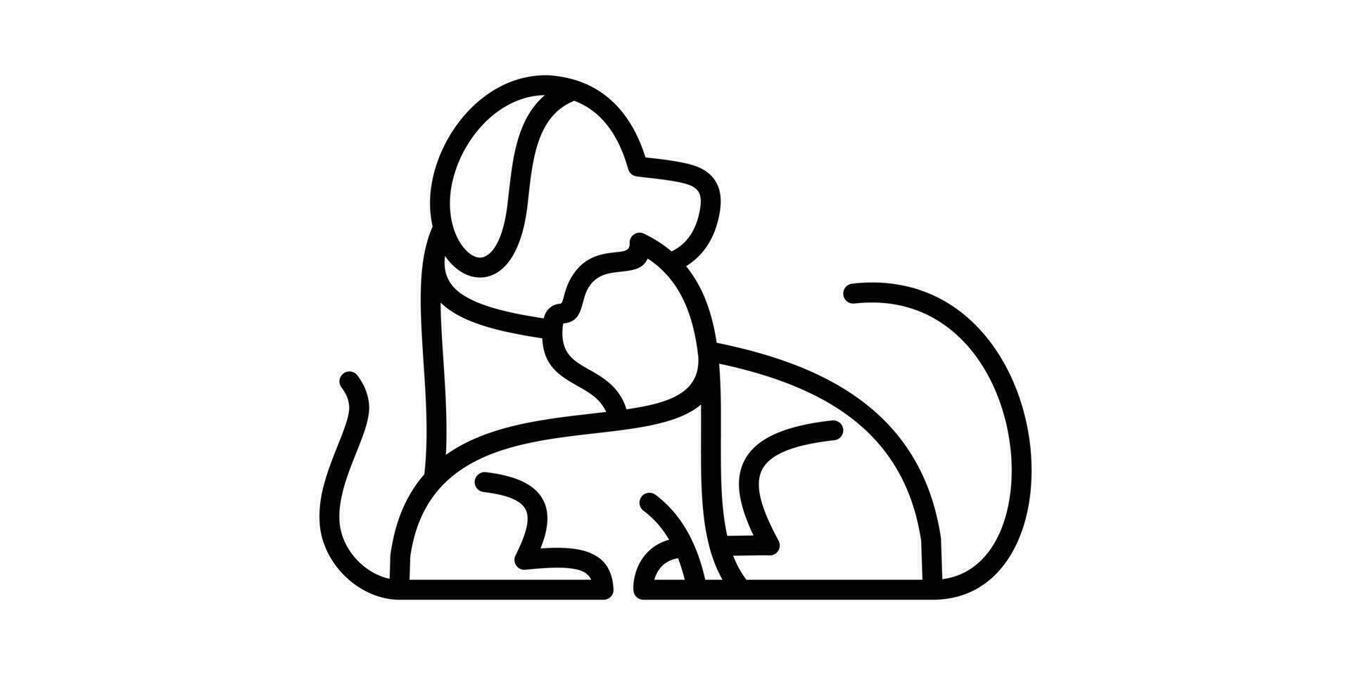 logo ligne chien et chat conception icône vecteur illustration