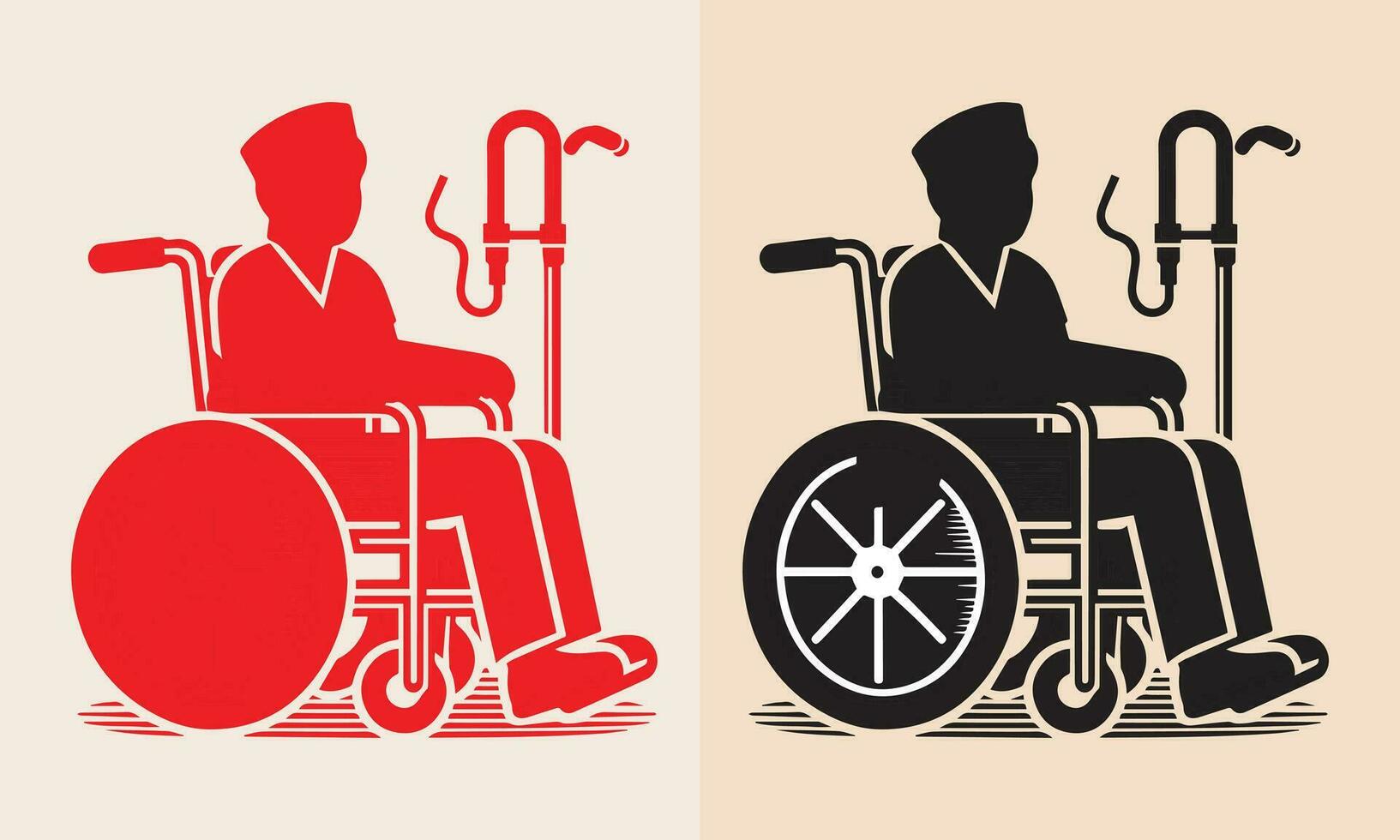 une vecteur et ligne art ensemble de une handicapé patient