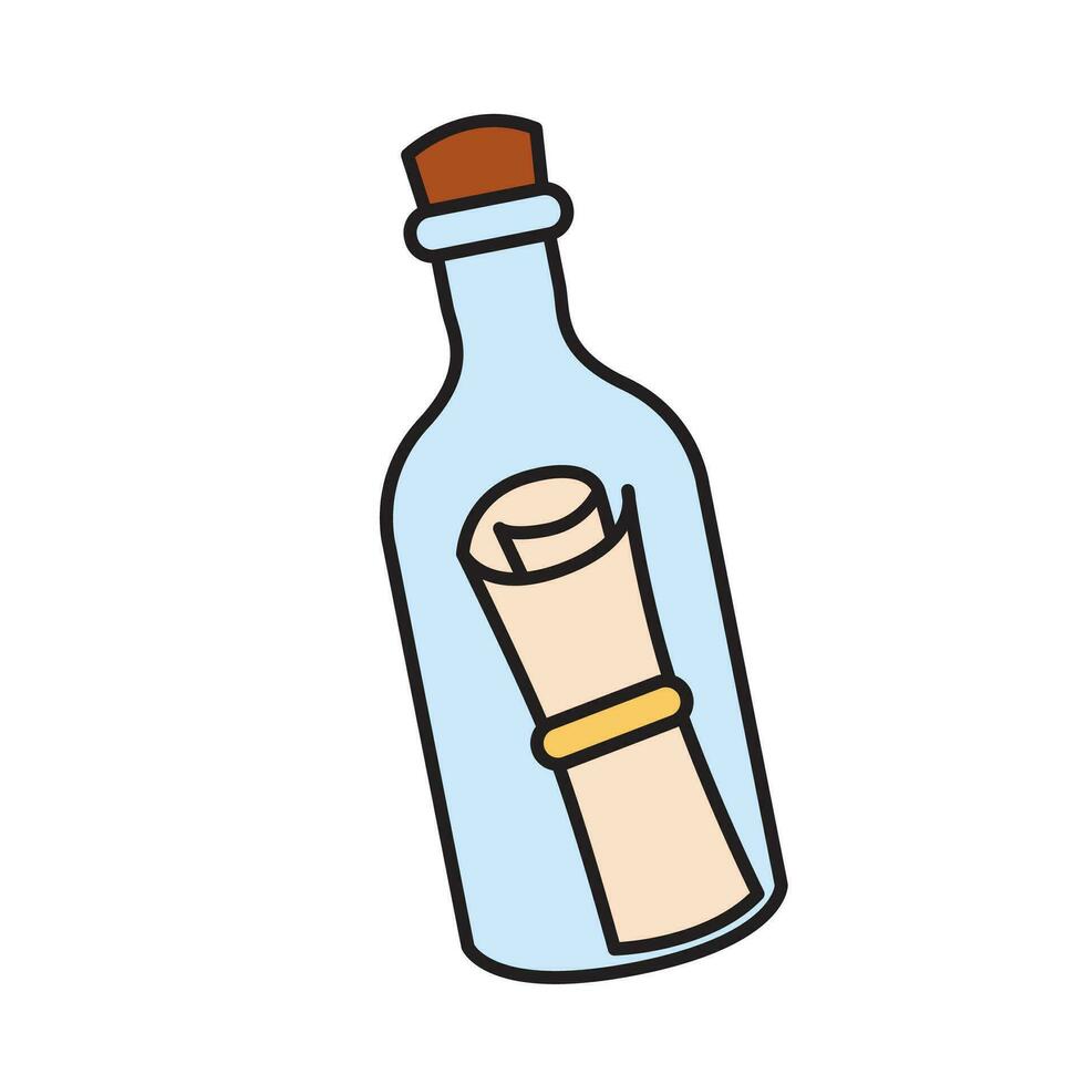 message dans une bouteille icône vecteur illustration