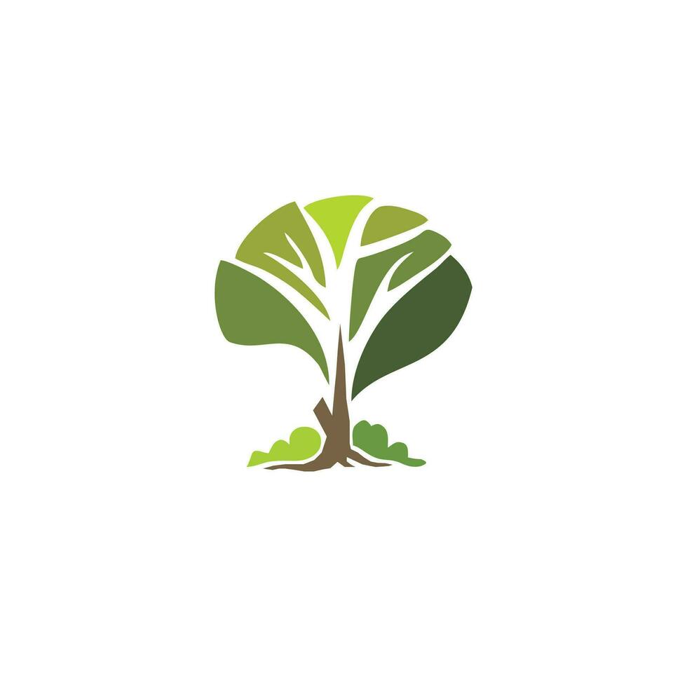 conception d'art de logo d'arbre avec le style d'espace de cercle. icône de logotype de plante biologique verte eco. illustration vectorielle vecteur