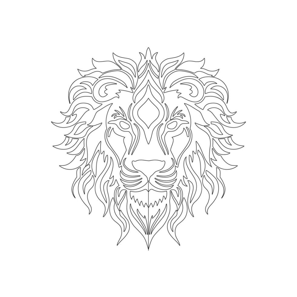 noir contour tigre ou Lion tête avec sur blanc arrière-plan, coloration livre style vecteur