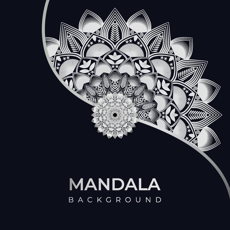 mandala de luxe avec fond arabe motif arabesque argenté. mandala décoratif abstrait de style ramadan ornemental vecteur